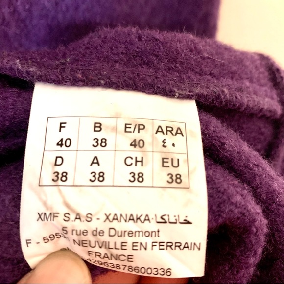 Xanaka 100% Wool Ruffled Shawl Cardigan/Sweater - Purple - Size 8 - Picture 10 of 11